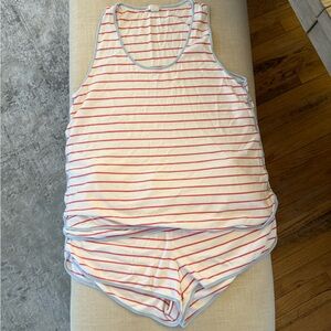LAKE pink and White Striped Pima tank pajama set